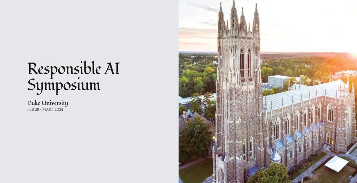 Aerial photo of Duke Chapel with a sunset in the background